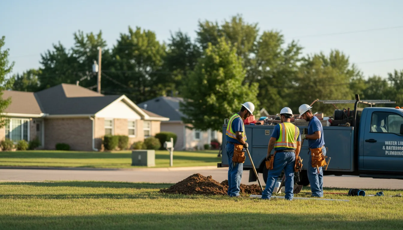 Residential water line and bathroom plumbing service in Drumright, OK
